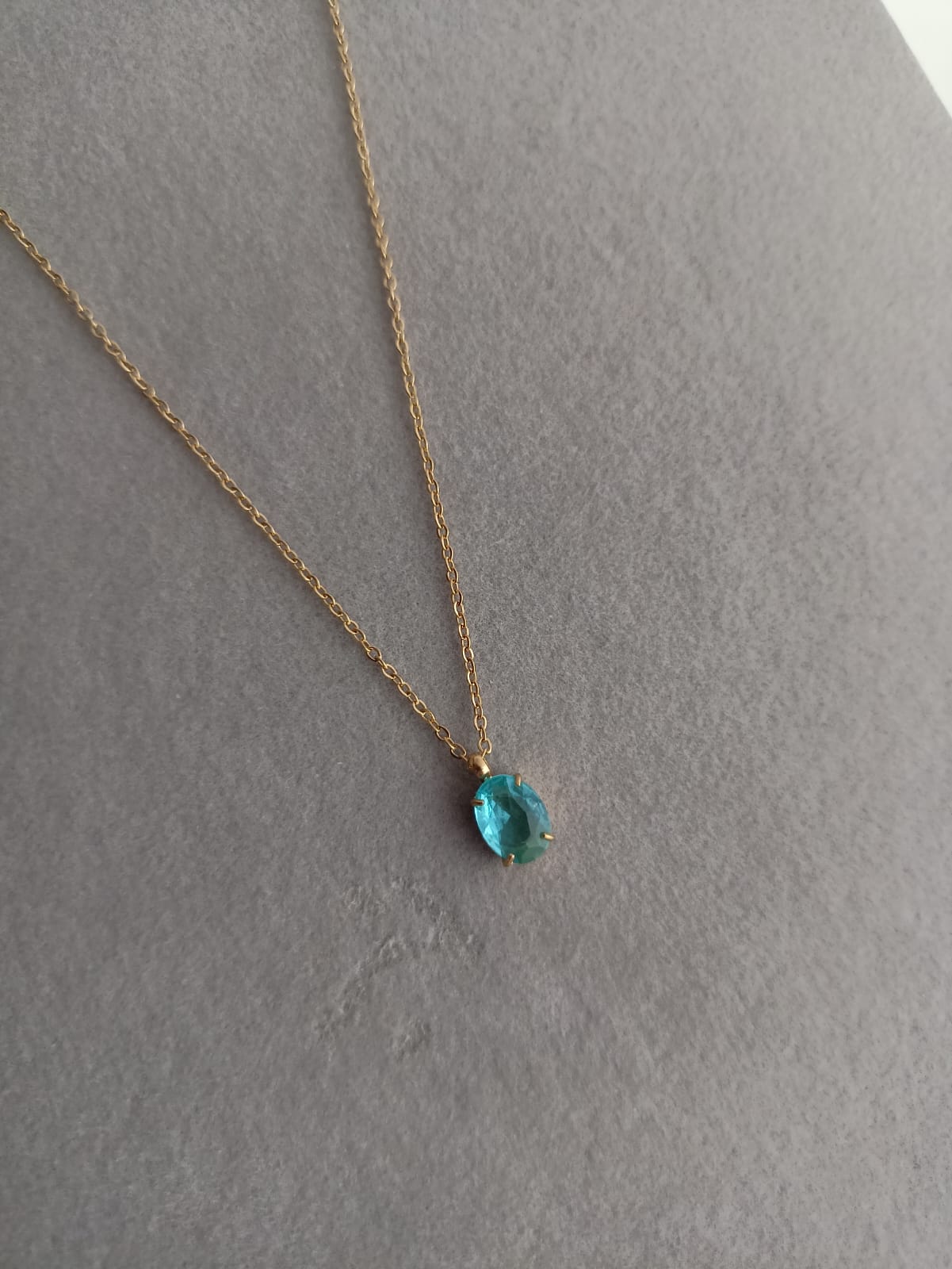 Aqua Blue Solitaire Necklace