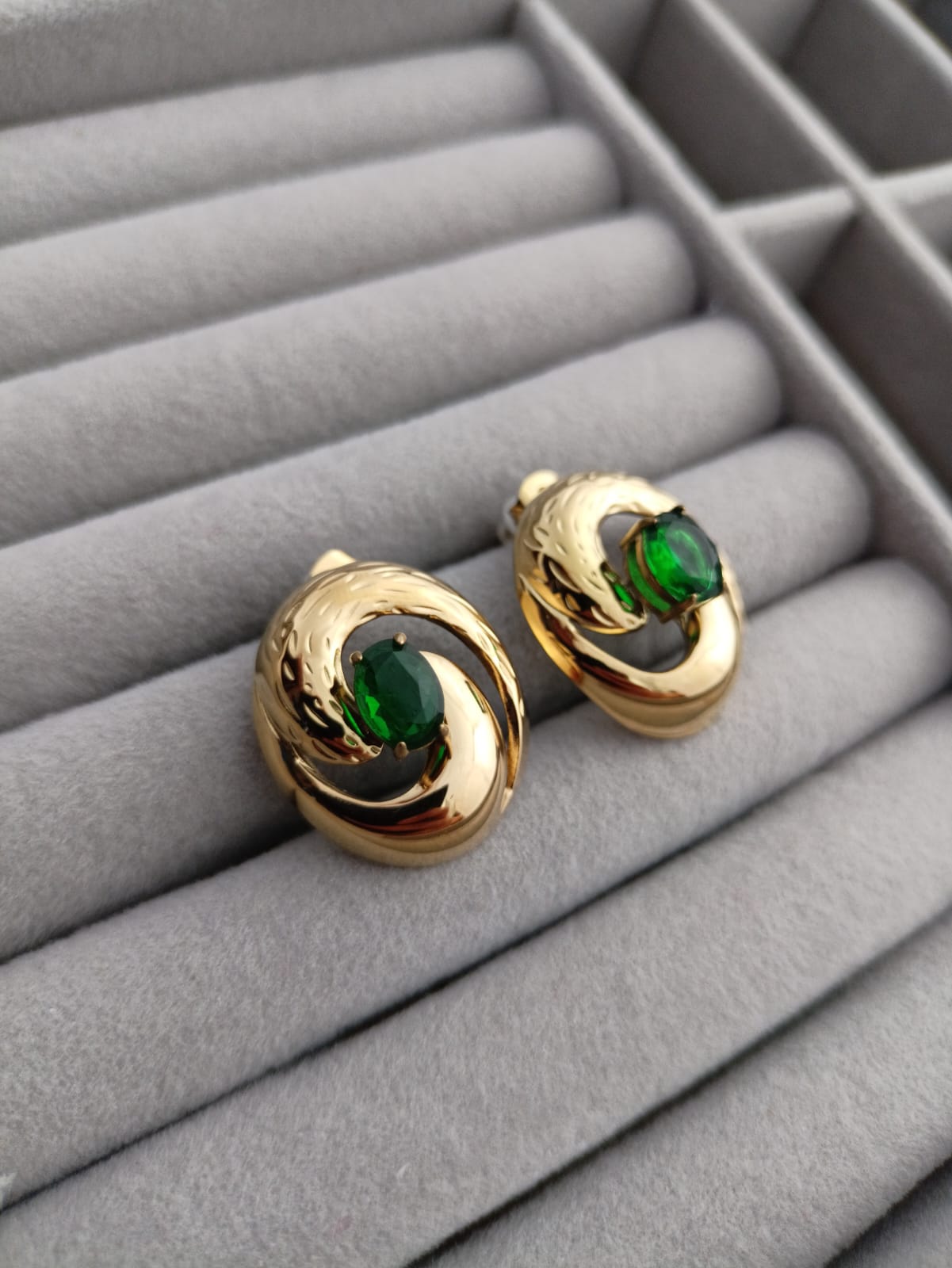 Green Roll Earrings