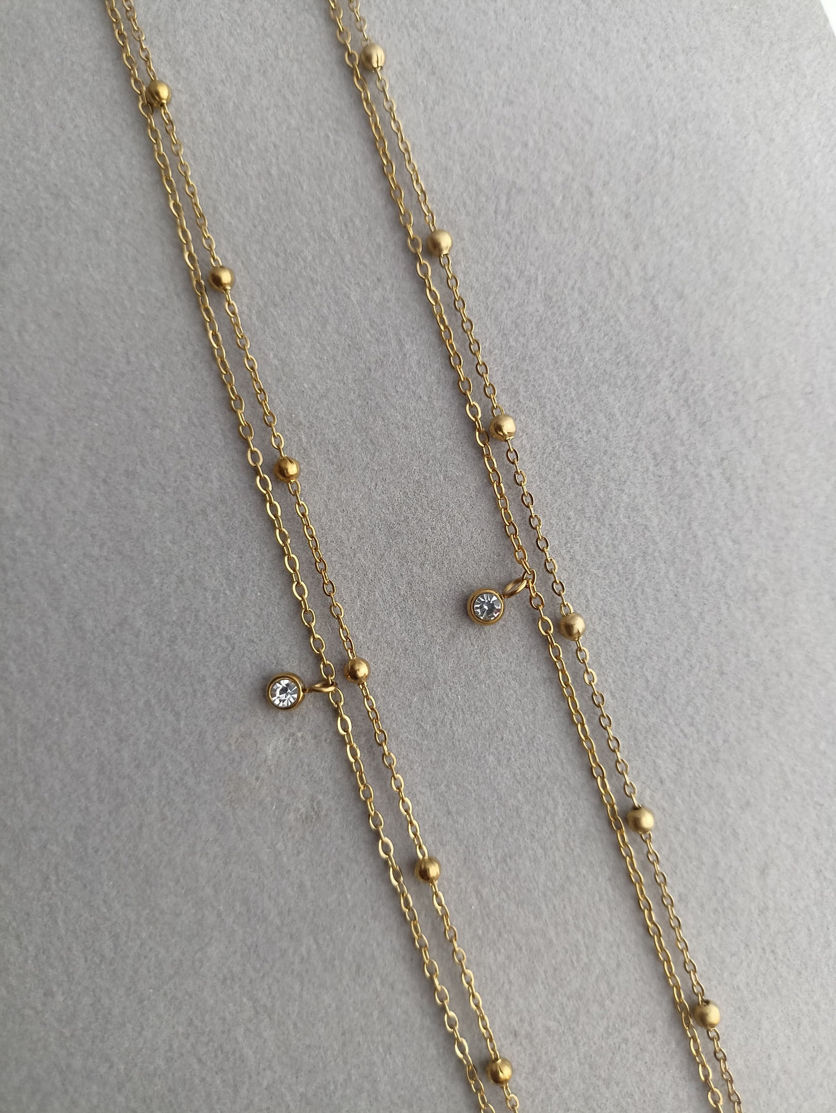 Double layer stone anklets