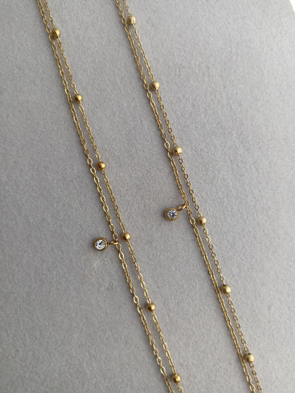 Double layer stone anklets