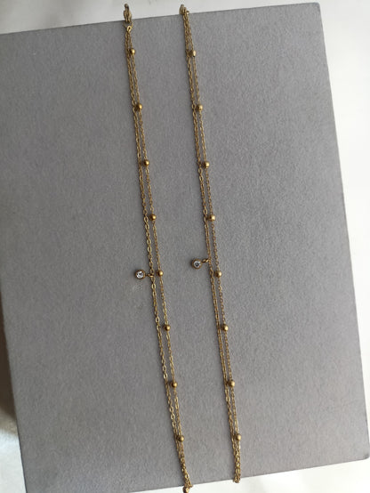 Double layer stone anklets