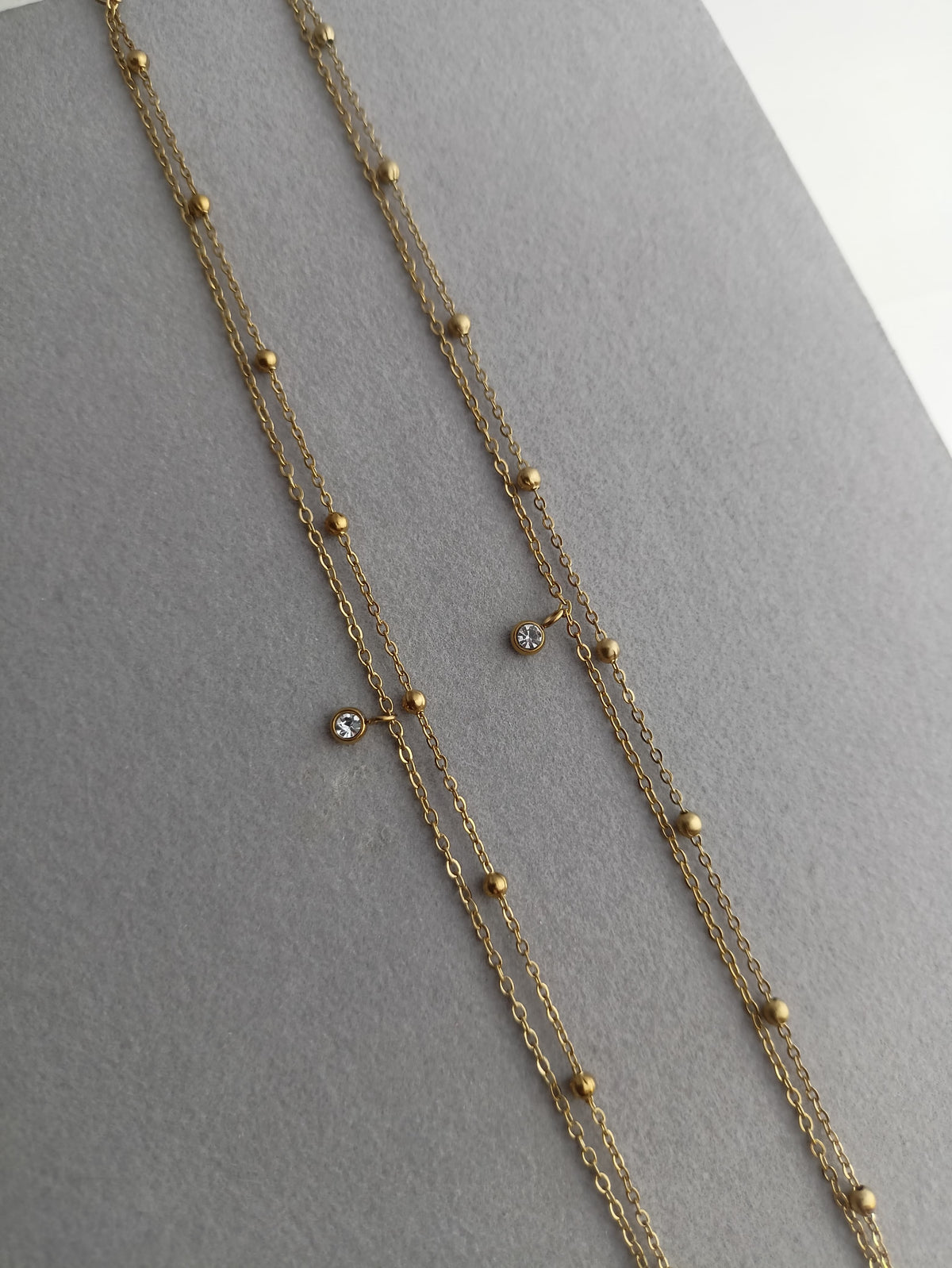 Double layer stone anklets