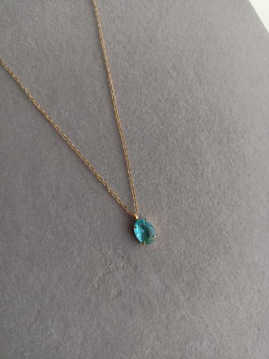 Aqua Blue Solitaire Necklace