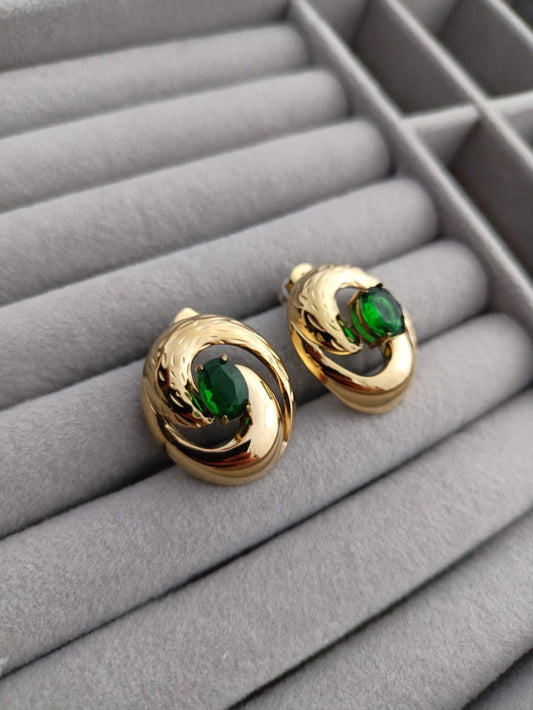 Green Roll Earrings