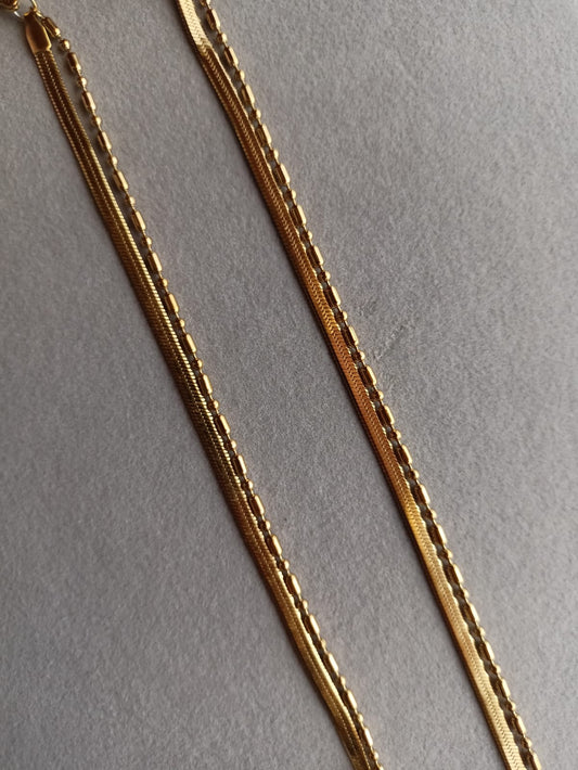 Double Layer Dotted Baeds Anklets