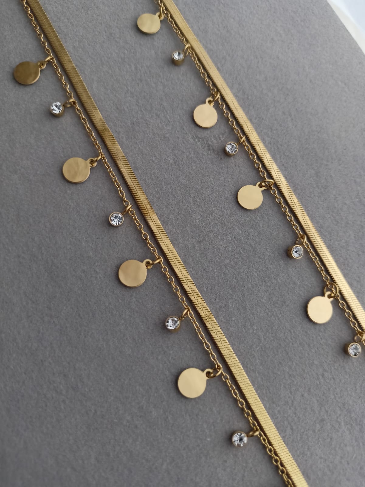 Double layer Coin stone Anklets