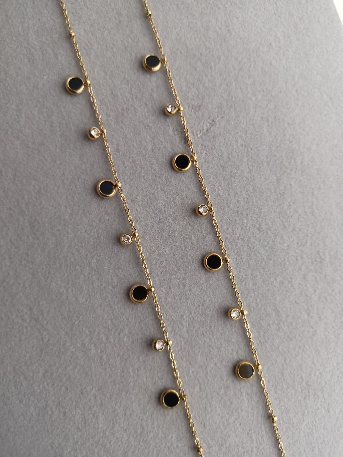 Black with White stone Anklets