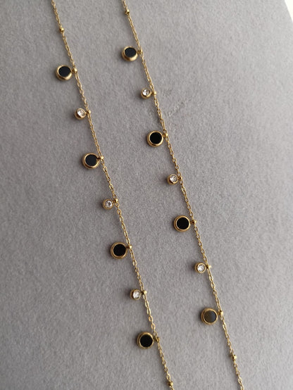 Black with White stone Anklets