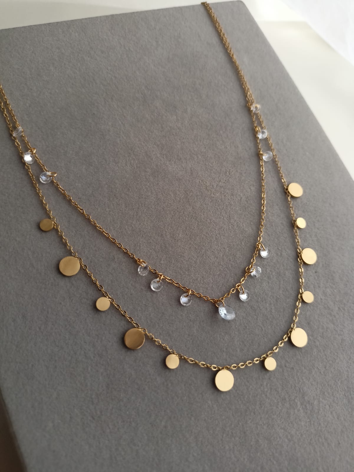 Double Layer Coin Stone Necklace