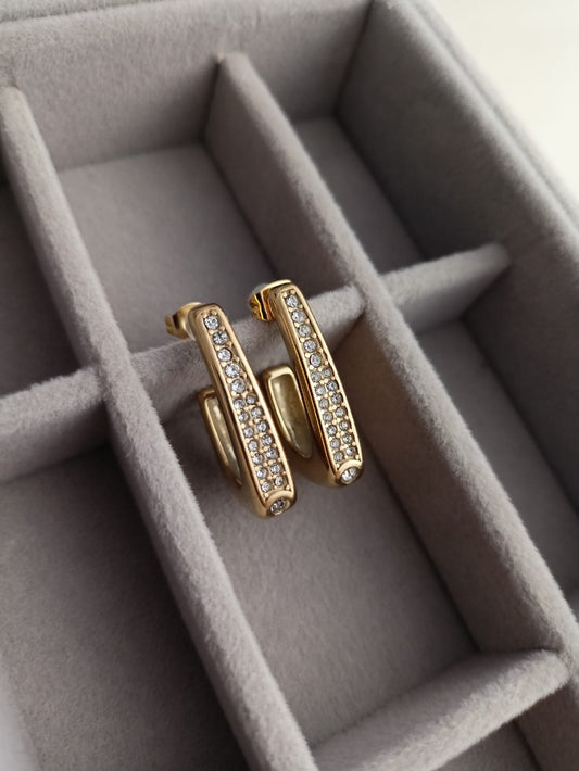 Rectangle Stone Hoops