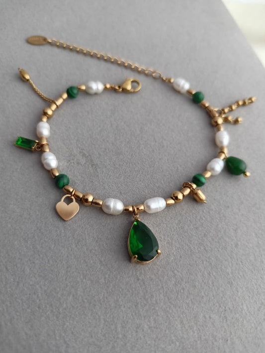 Victorian Emerald Charm Bracelet