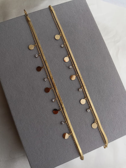 Double layer Coin stone Anklets