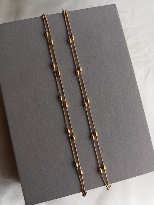 Double layer Oval Bead Anklets