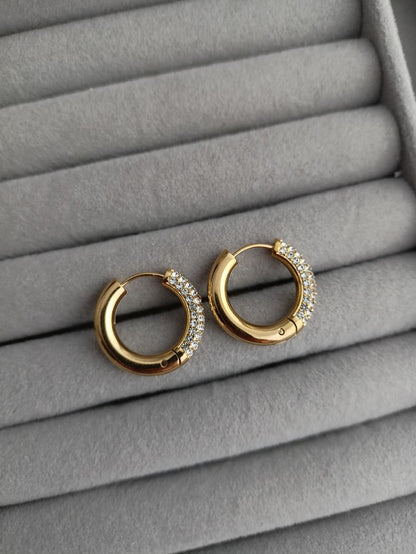 Stone Hoop Earrings