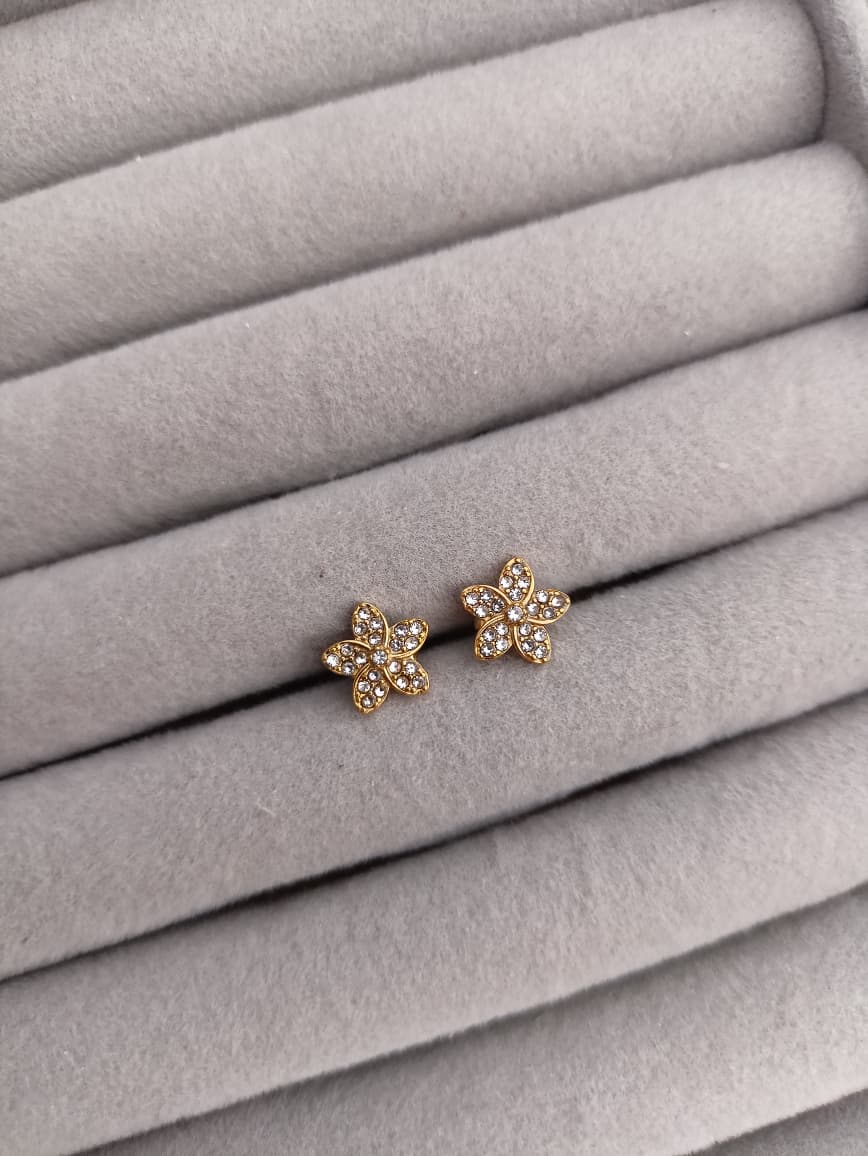 Floral Stone Stud Earrings