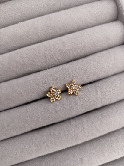 Floral Stone Stud Earrings