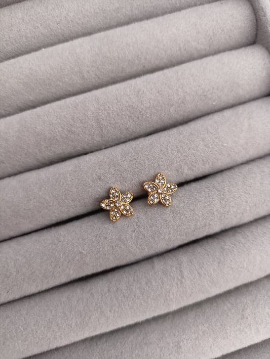 Floral Stone Stud Earrings