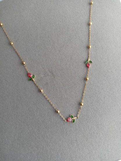 Red Tulip Trio Necklace