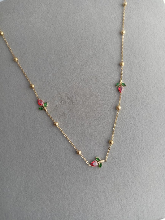 Red Tulip Trio Necklace