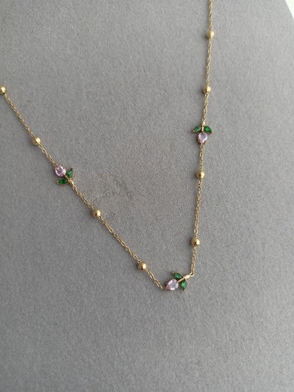 Pink Trio Tulip Necklace