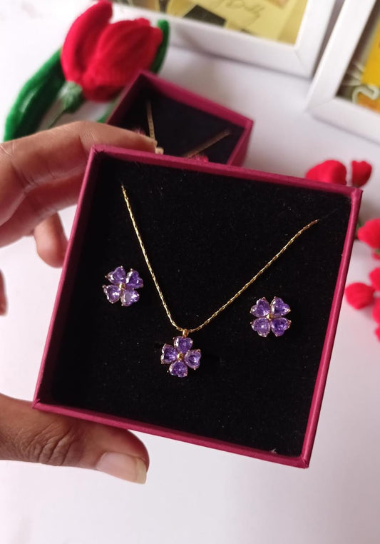 Purple Stone Necklace Set